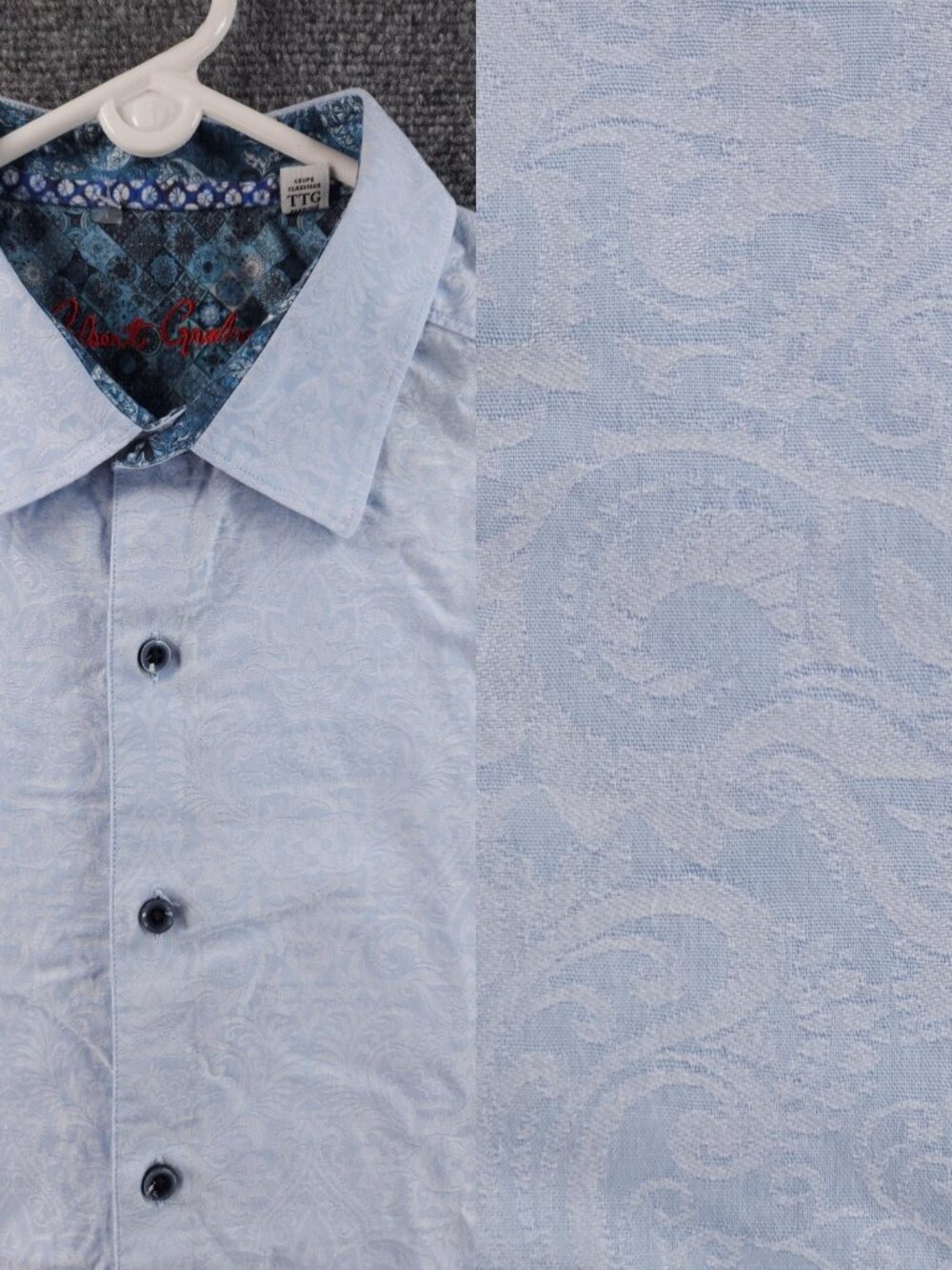 Robert Graham 2XL Classic All Cotton Short Sleeve Paisley Blue Button Up Luxury